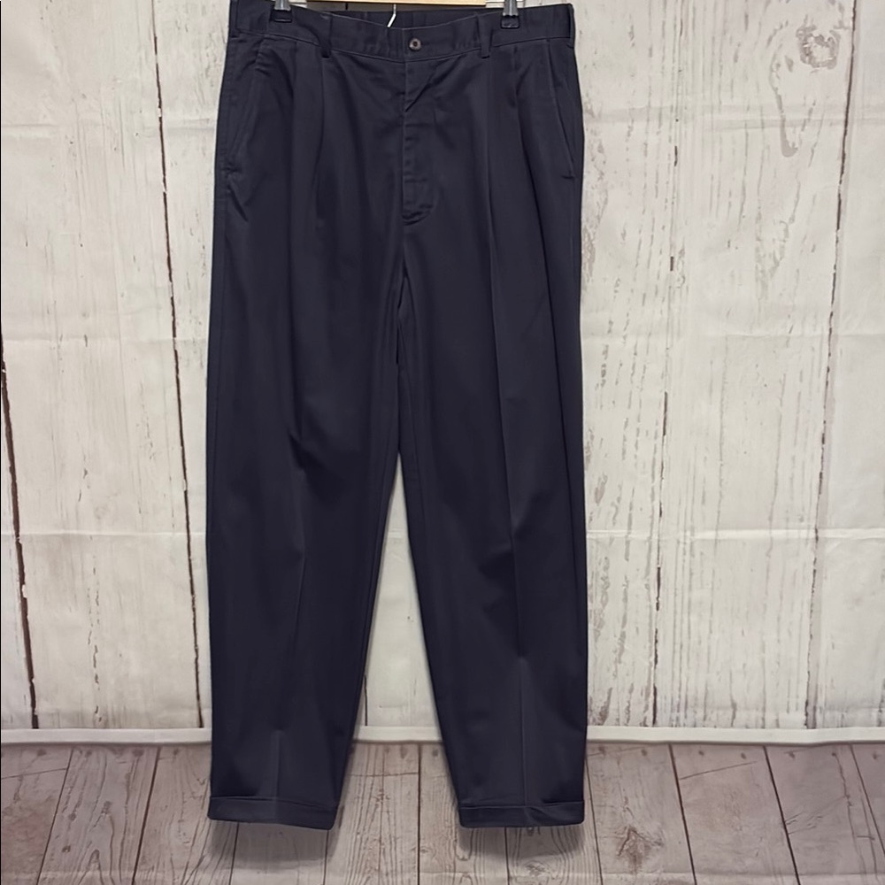 Men's Haggar Clothing Co Dark Gray Pure 100% Cotton Dress Pants Size 34 x 31